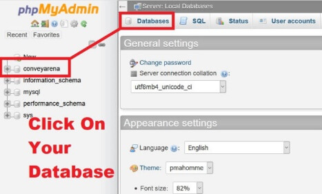 Click On Your Database