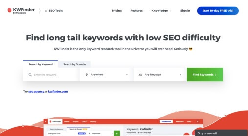 KWFinder Keyword Research Tool