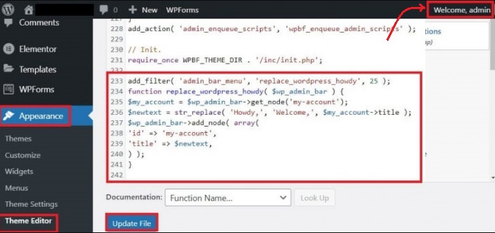 Replaced Greeting Through Code