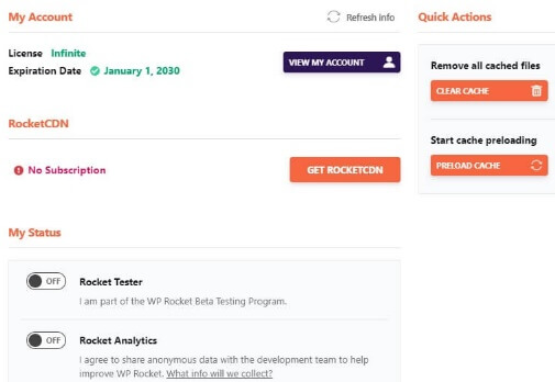 WP Rocket Clear And Preload Cache