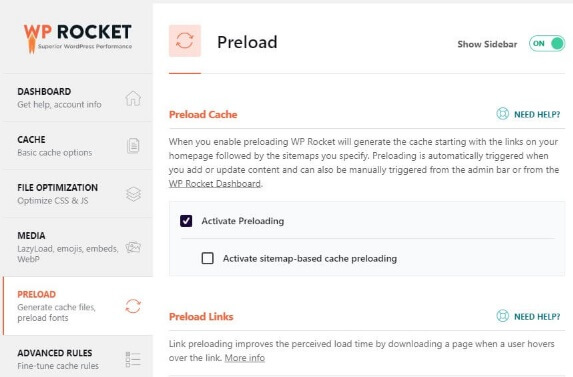 WP Rocket Preload