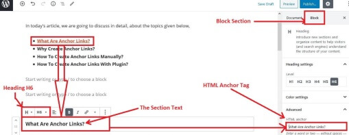 Anchor Links Manually Created